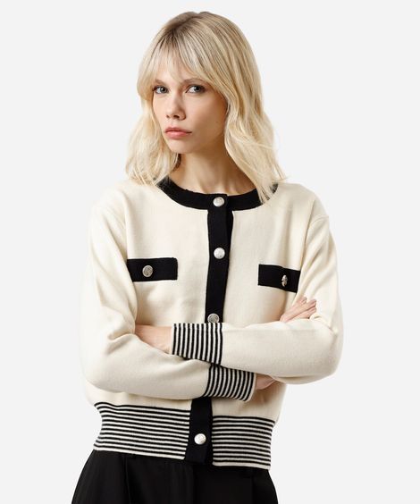 casaco feminino de tricot  bege