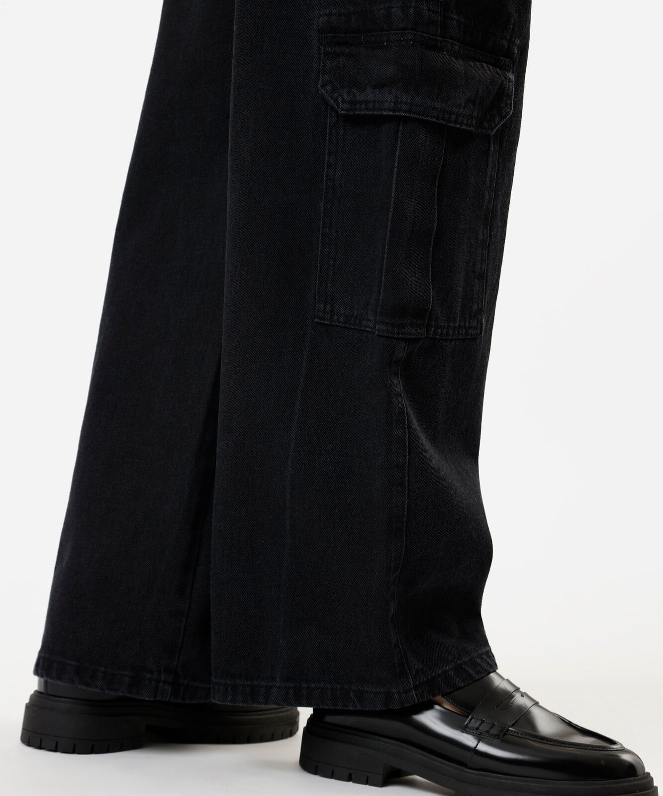 calça cargo oversized feminina jeans cintura baixa preta