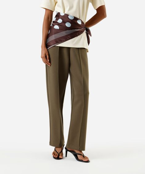 calça reta básica feminina com nervura  verde