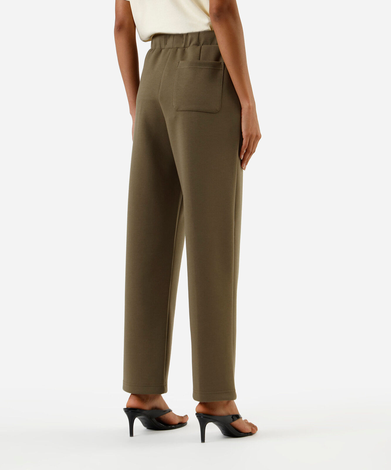 calça reta básica feminina com nervura  verde