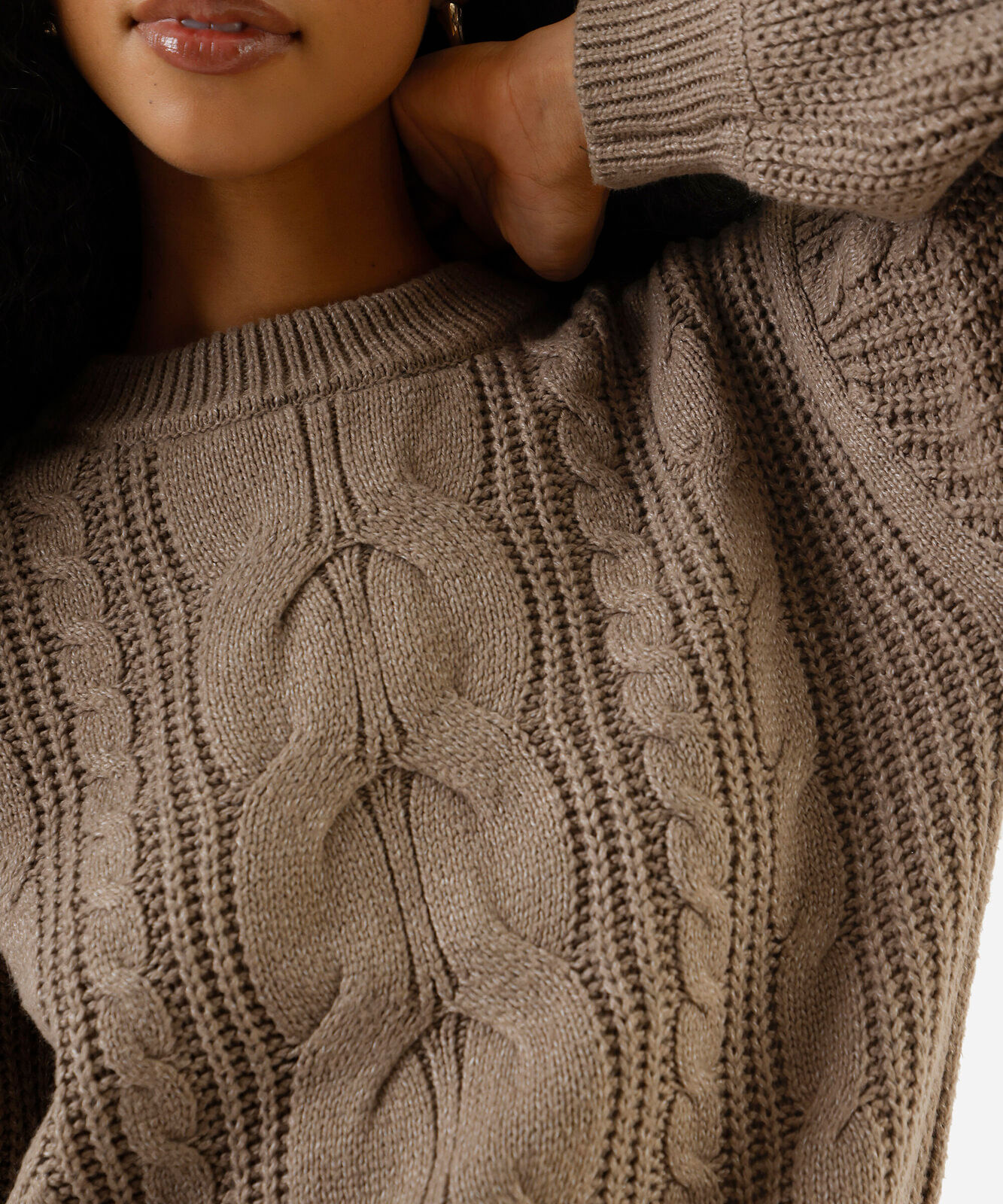 suéter feminino de tricot texturizado cinza