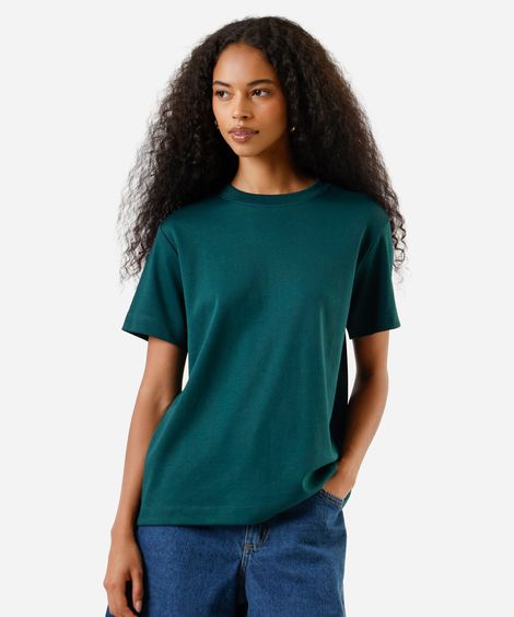 camiseta básica feminina de algodão peruano verde