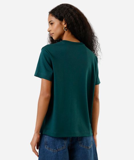 camiseta básica feminina de algodão peruano verde