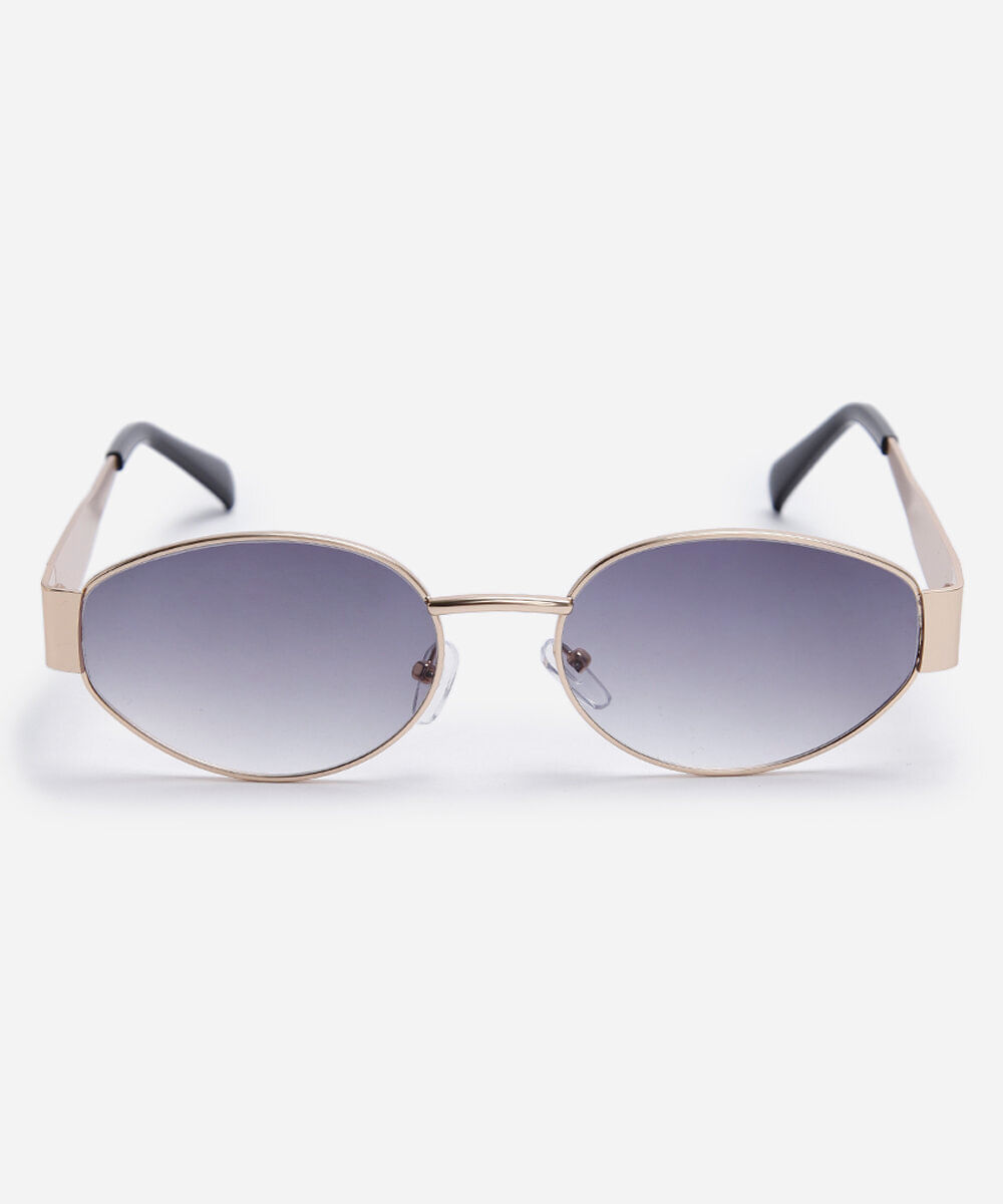 óculos de sol feminino oval de metal triton dourado