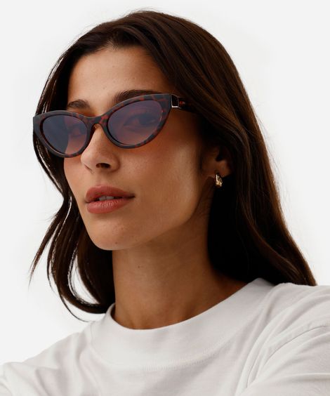 óculos de sol feminino gatinho de acetato tartaruga triton marrom
