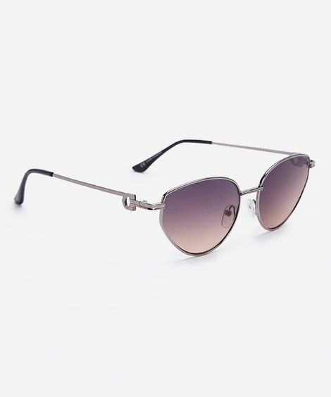 óculos de sol feminino oval de metal triton prateado