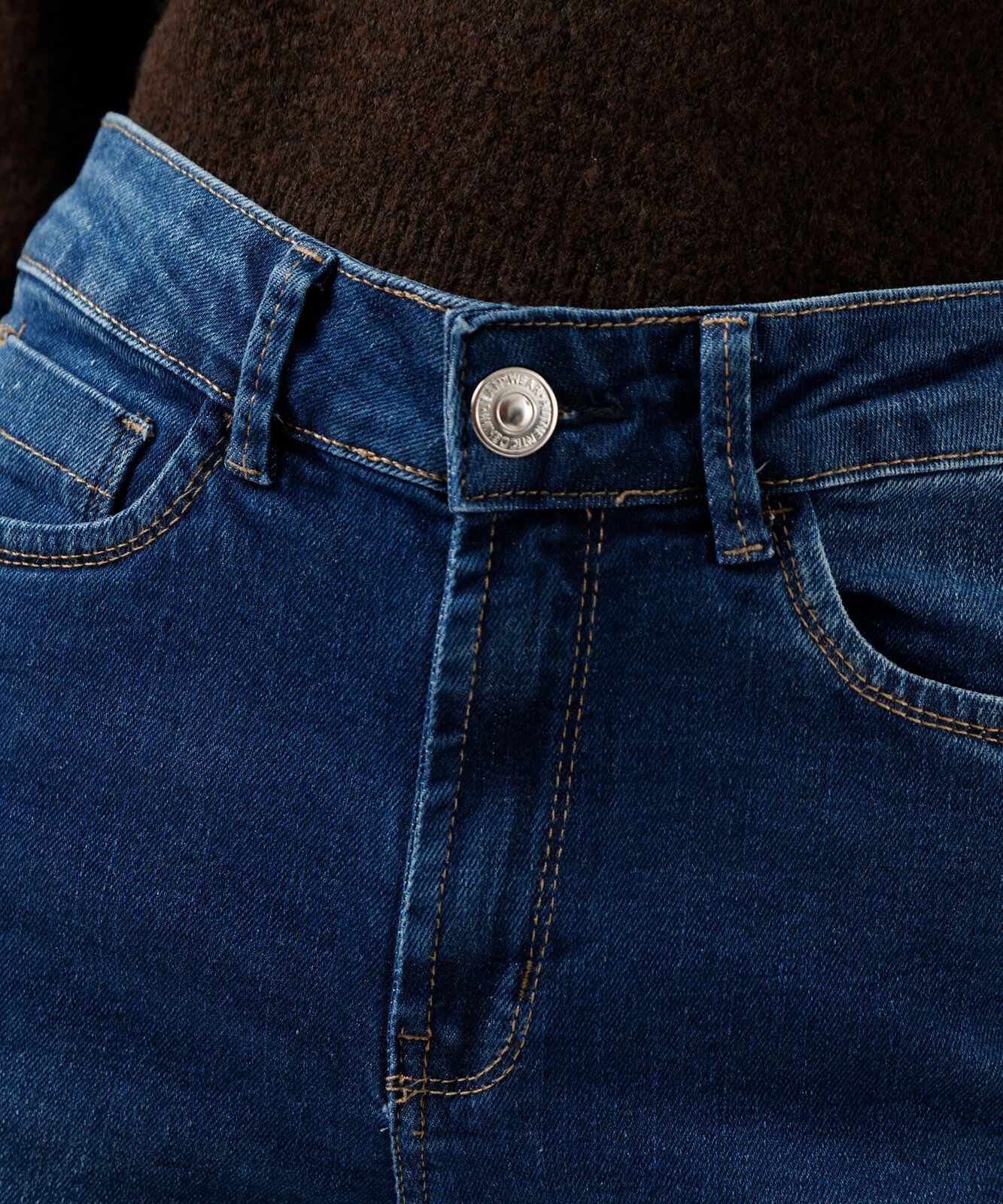 calça skinny feminina jeans com barra a fio cintura alta azul