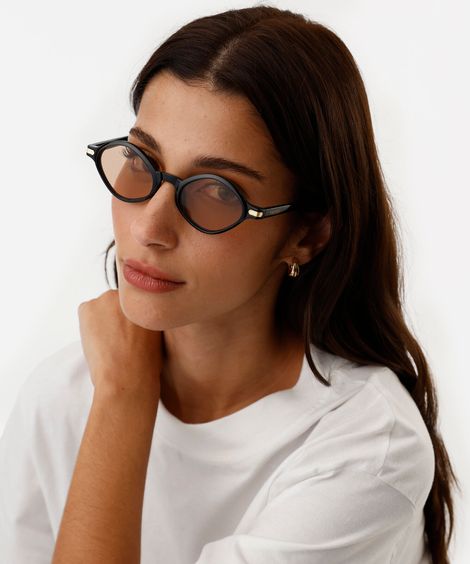 óculos de sol feminino oval de acetato triton preto