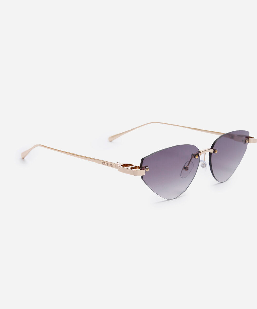 óculos de sol feminino gatinho de metal triton dourado