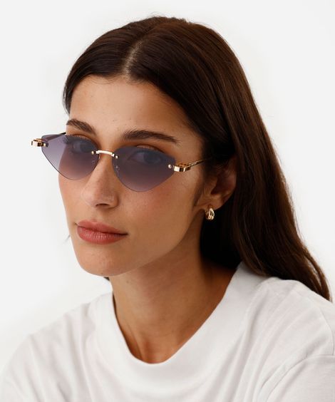 óculos de sol feminino gatinho de metal triton dourado
