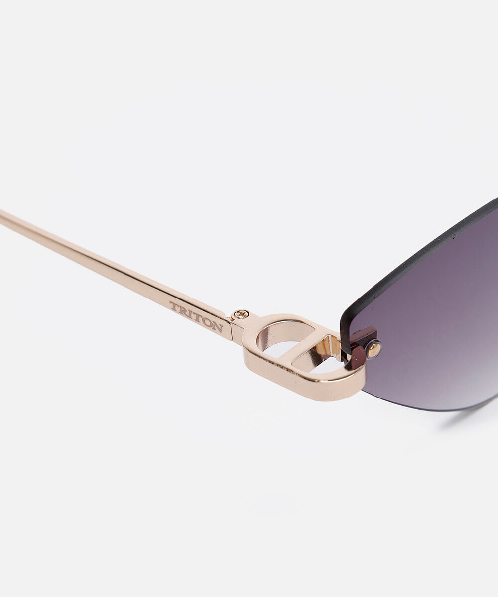 óculos de sol feminino gatinho de metal triton dourado