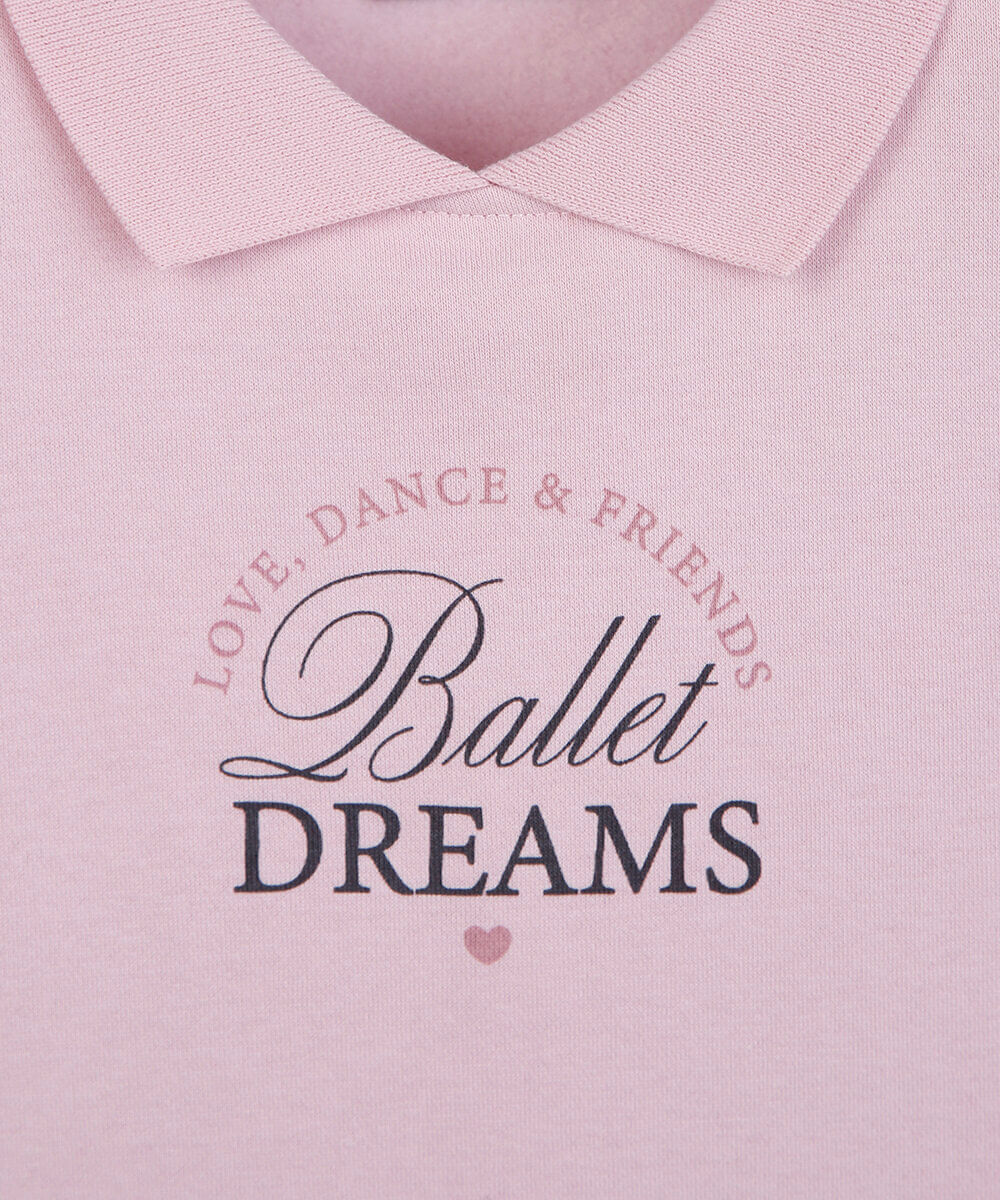 vestido infantil de moletom polo e saia plissada estampada rosa