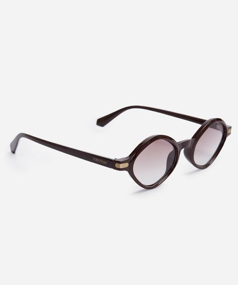 óculos de sol feminino oval de acetato triton marrom