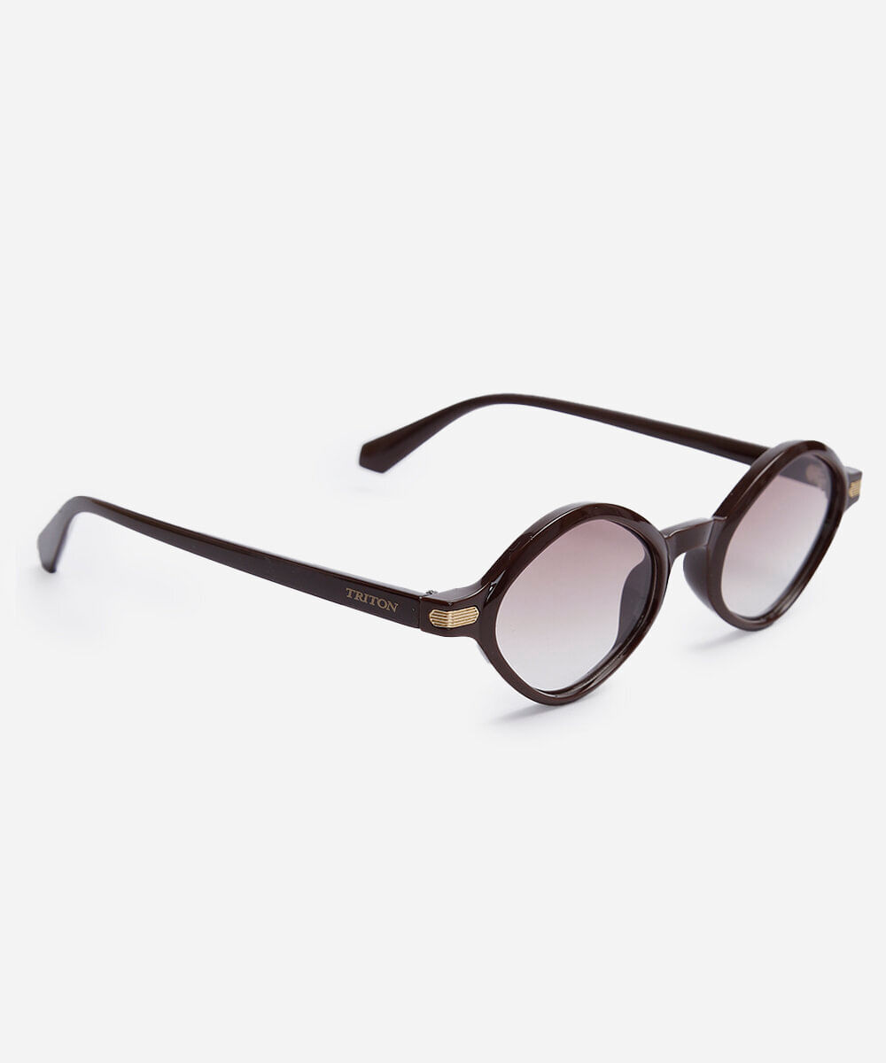 óculos de sol feminino oval de acetato triton marrom