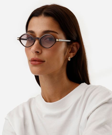 óculos de sol feminino oval de acetato triton marrom