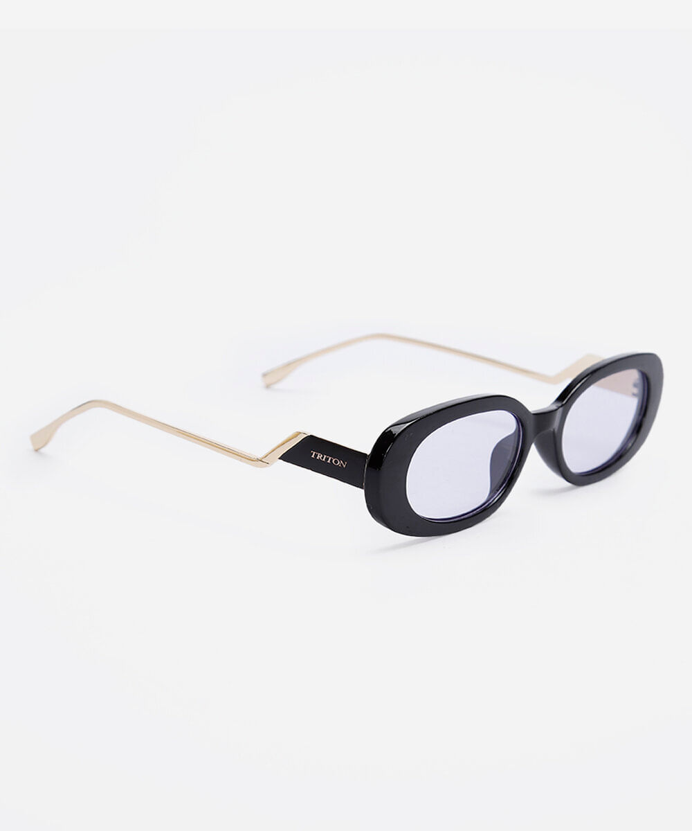 óculos de sol feminino oval de acetato triton preto