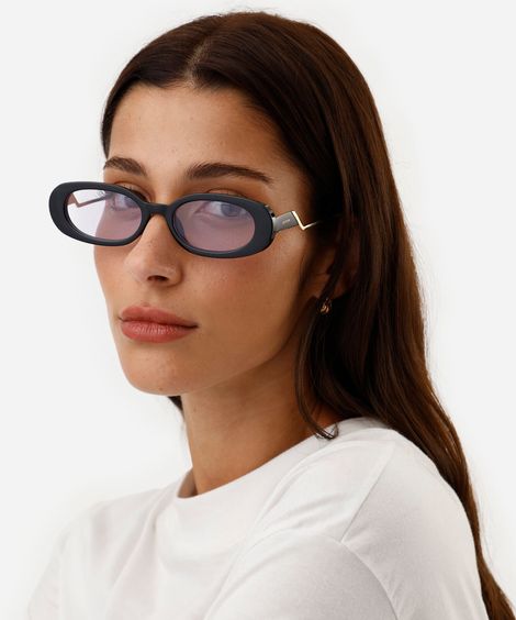 óculos de sol feminino oval de acetato triton preto