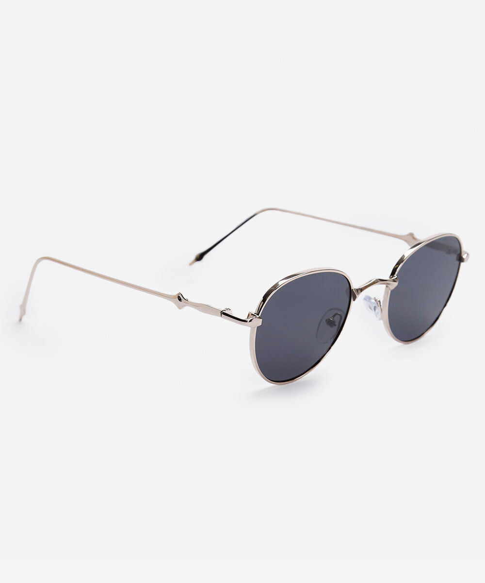óculos de sol feminino redondo de metal triton dourado