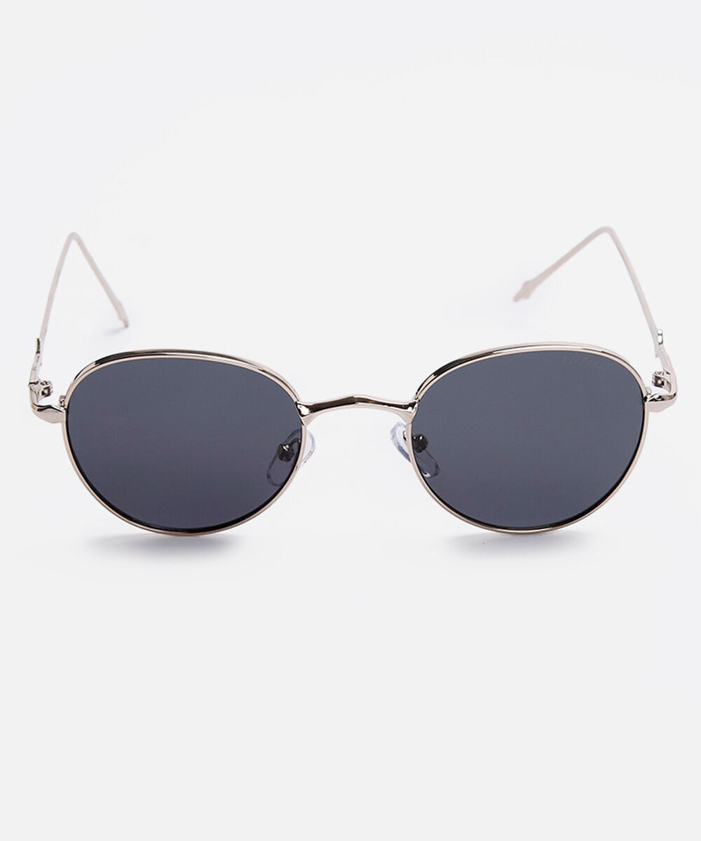 óculos de sol feminino redondo de metal triton dourado