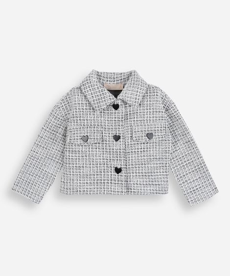 jaqueta infantil de tweed preta