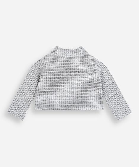 jaqueta infantil de tweed preta