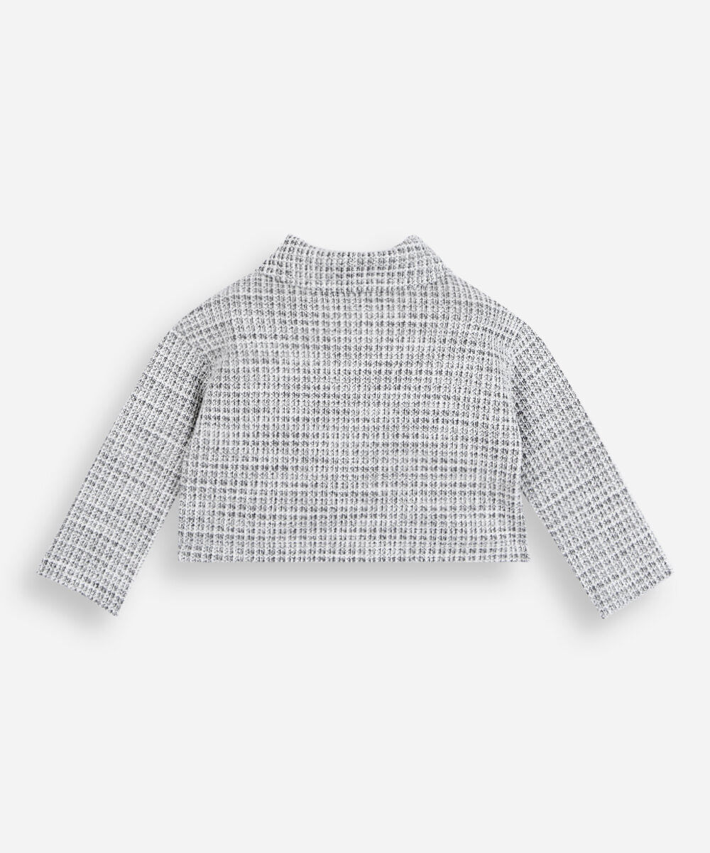 jaqueta infantil de tweed preta