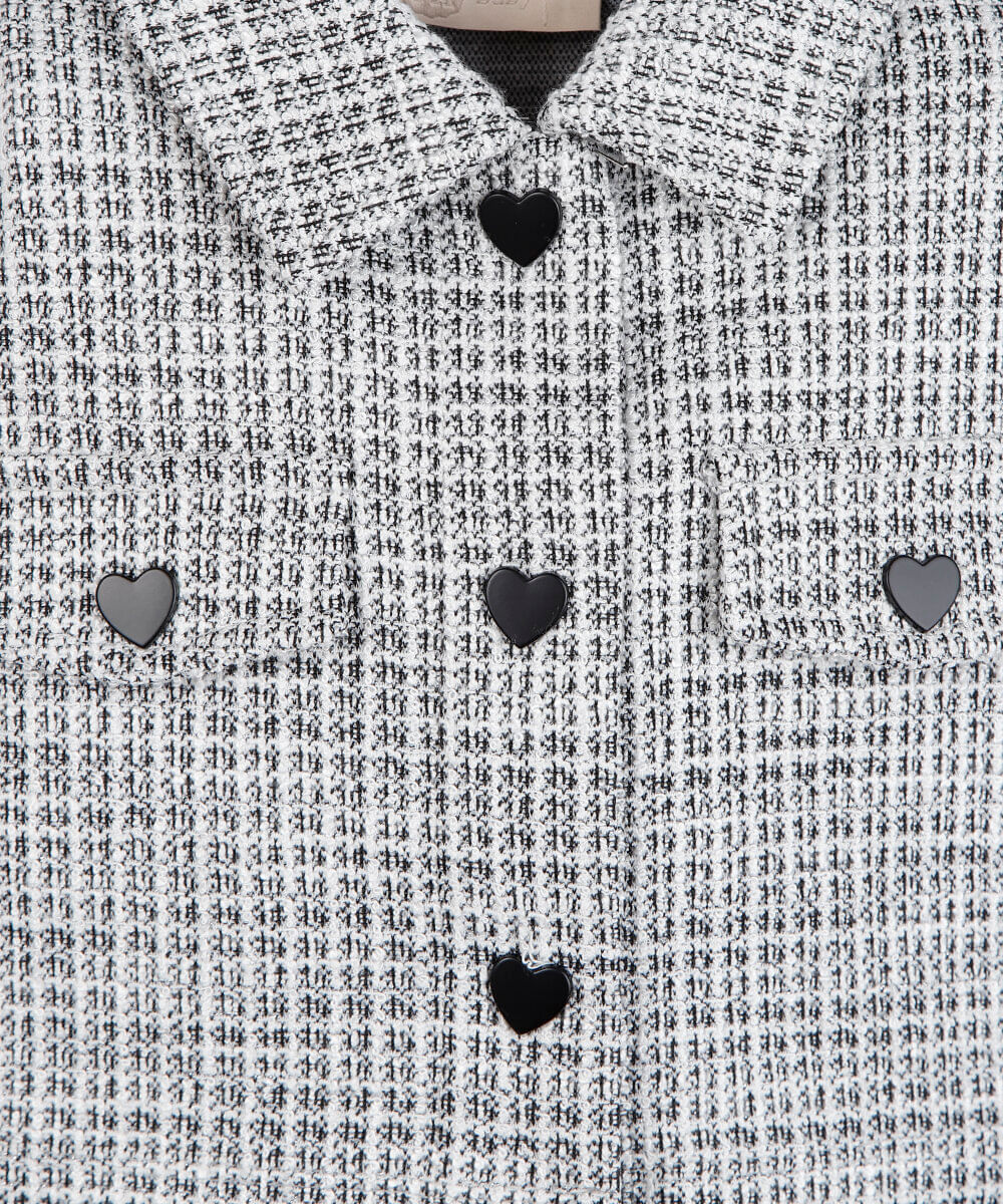 jaqueta infantil de tweed preta