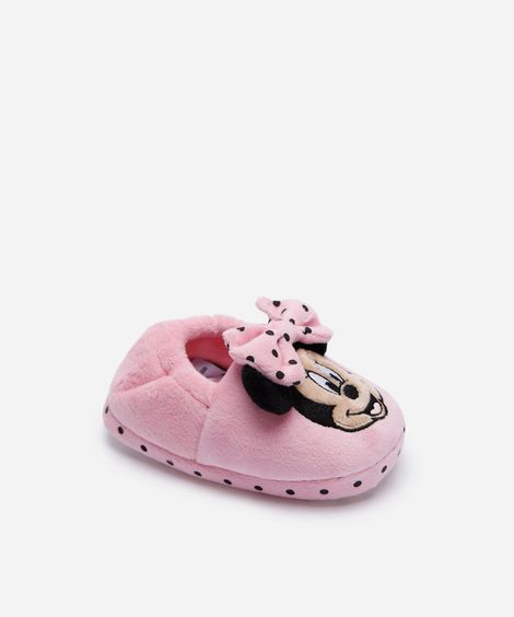 pantufa infantil minnie mouse rosa