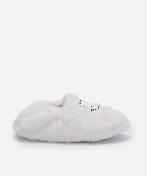 pantufa infantil de pelúcia hello kitty branca