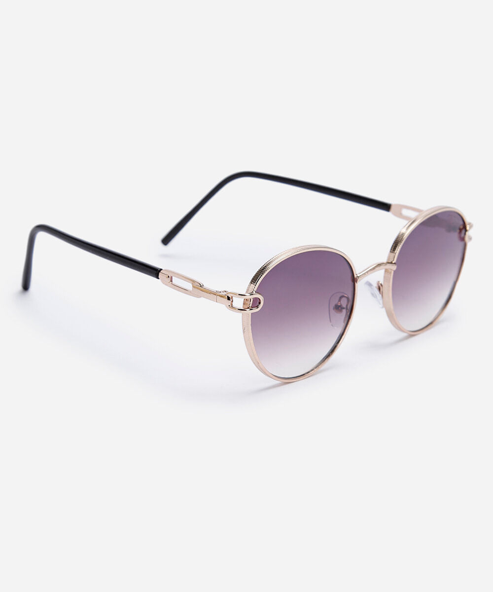 óculos de sol feminino redondo de metal triton dourado