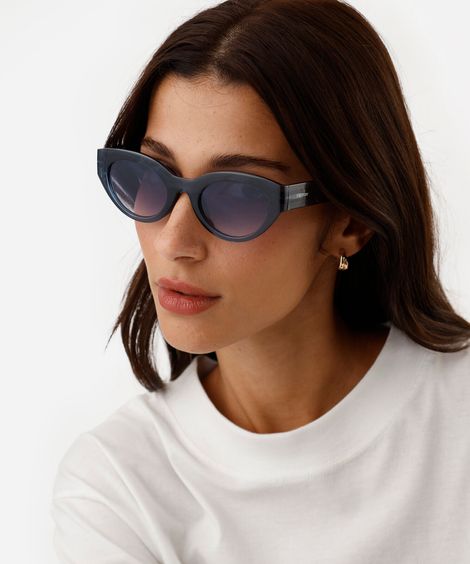 óculos de sol feminino gatinho de acetato triton azul