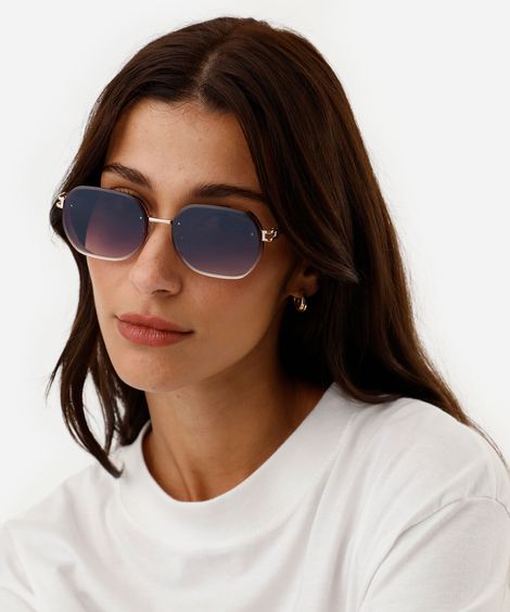 óculos de sol feminino quadrado de metal triton dourado