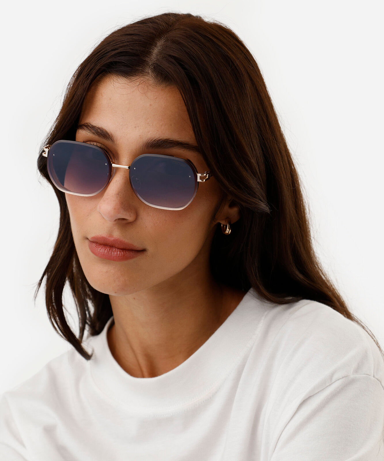 óculos de sol feminino quadrado de metal triton dourado