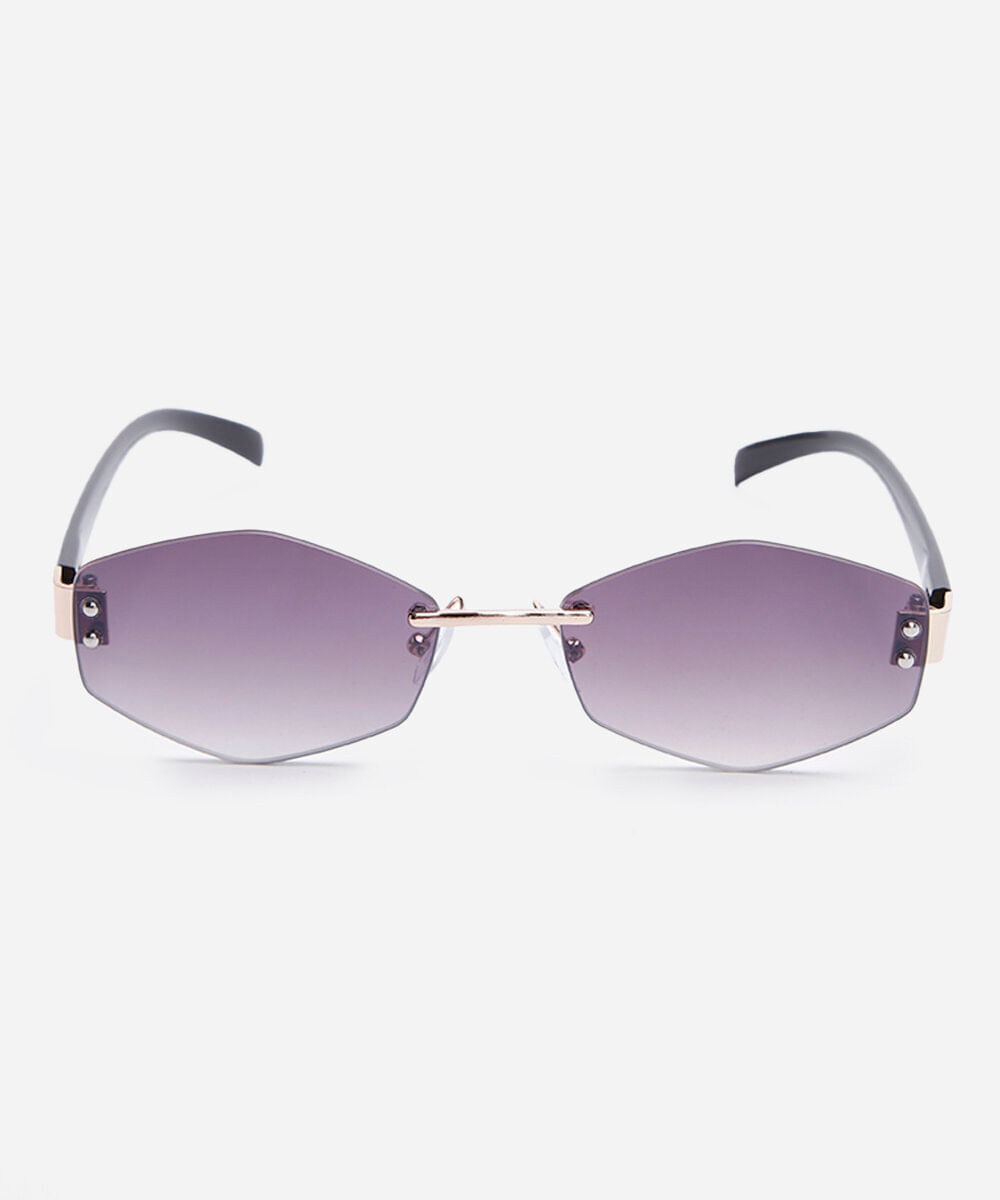 óculos de sol feminino hexagonal de metal triton dourado