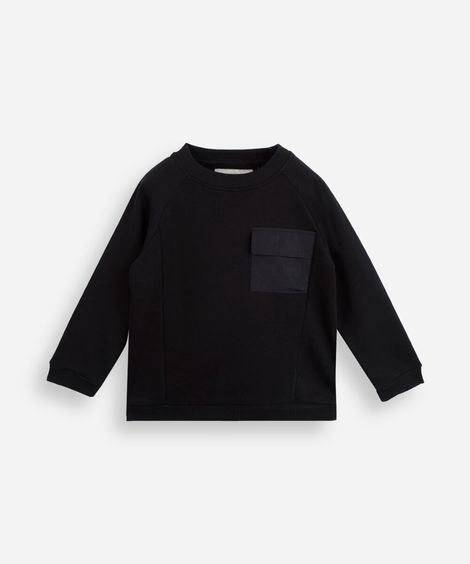 blusão infantil de moletom com bolso preto