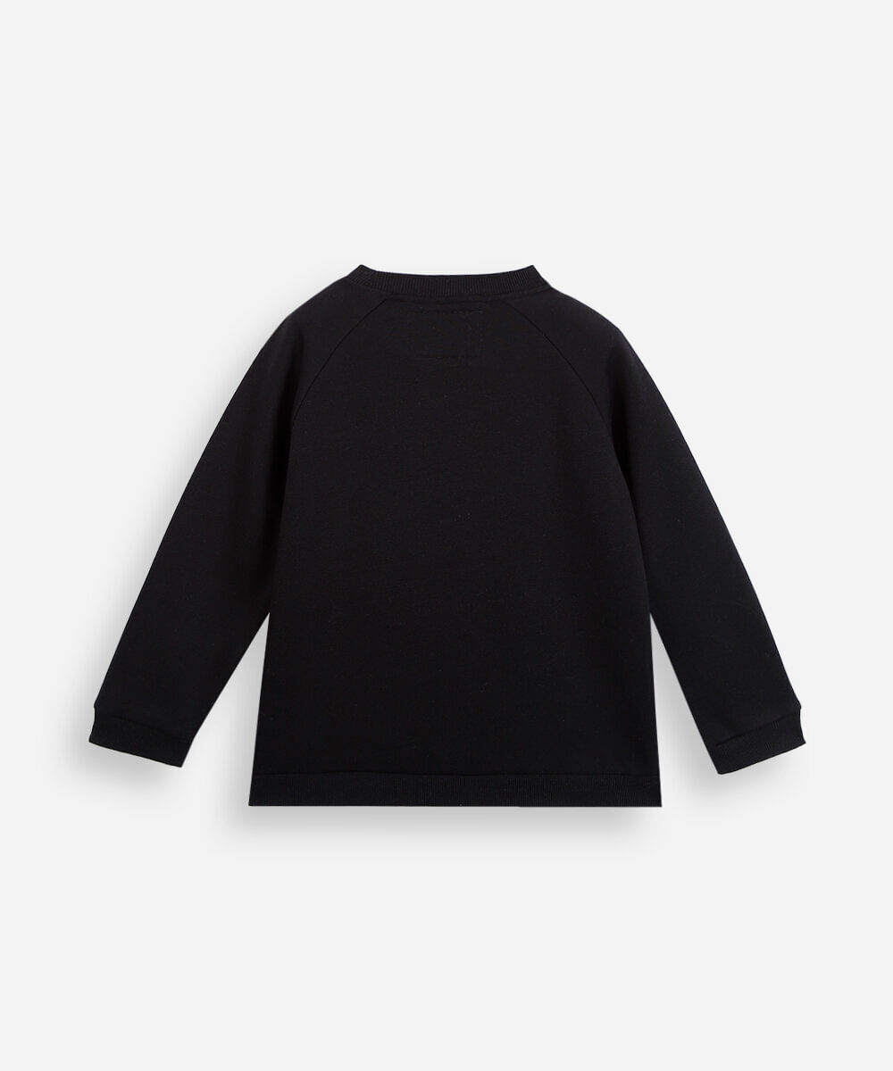 blusão infantil de moletom com bolso preto