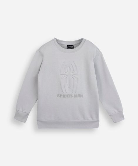 blusão infantil de moletom homem aranha cinza