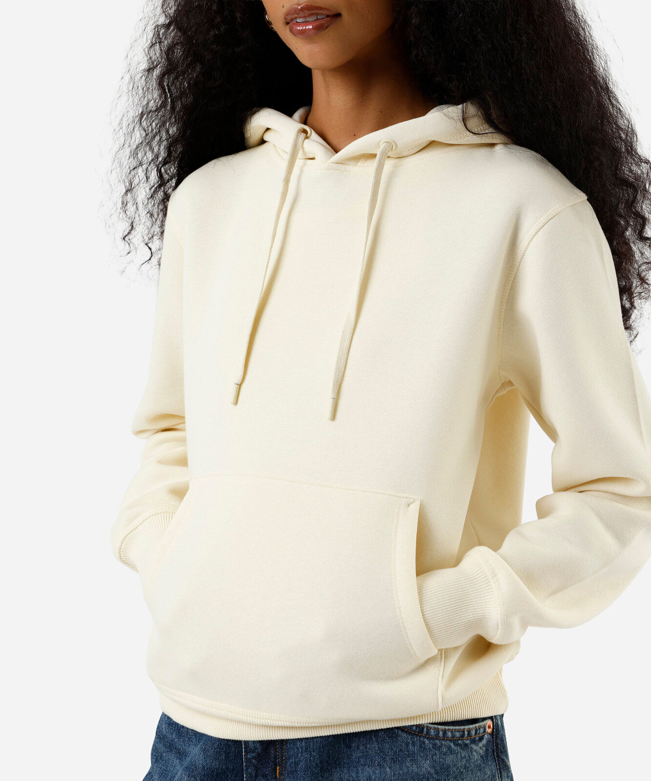 blusão básico feminino de moletom com capuz bege