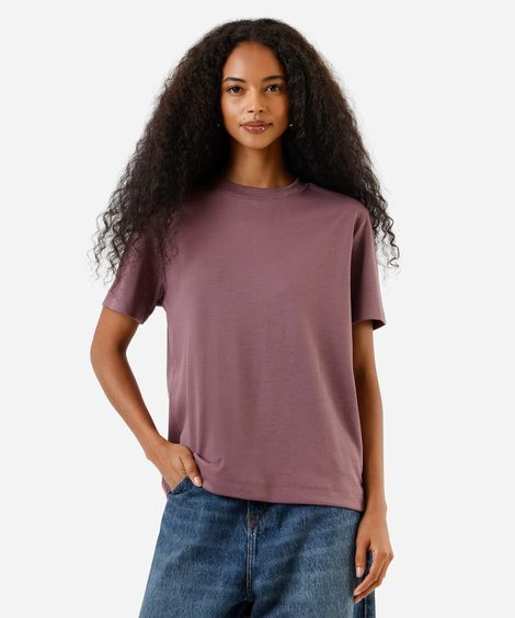 camiseta básica feminina de algodão peruano rosa