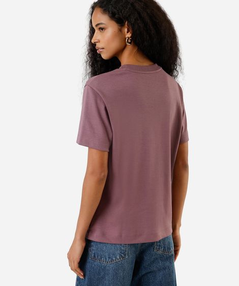 camiseta básica feminina de algodão peruano rosa
