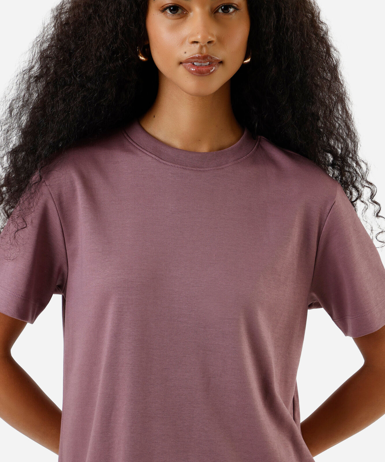 camiseta básica feminina de algodão peruano rosa