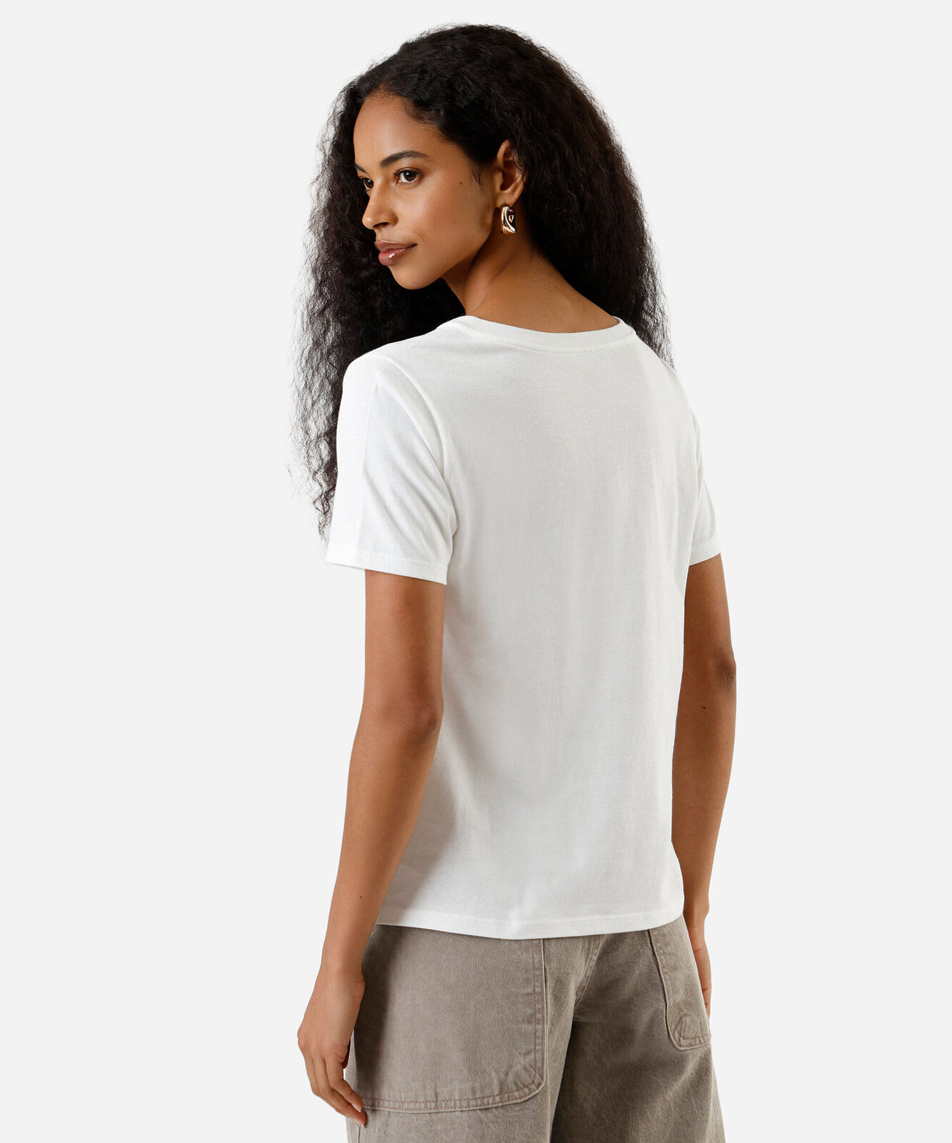 camiseta feminina de algodão floral off white