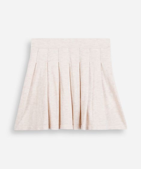 saia infantil em tricot plissada bege