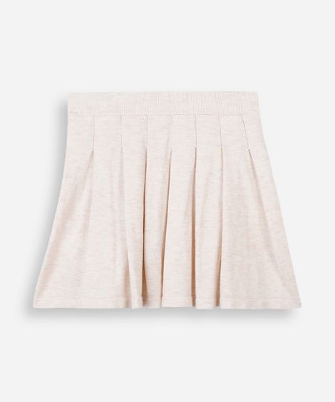 saia infantil em tricot plissada bege