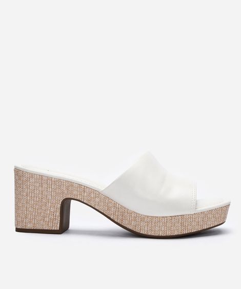 tamanco bico quadrado meia pata  off white