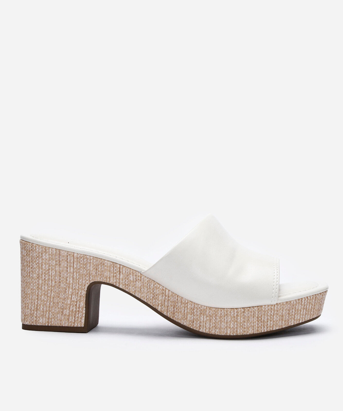tamanco bico quadrado meia pata  off white