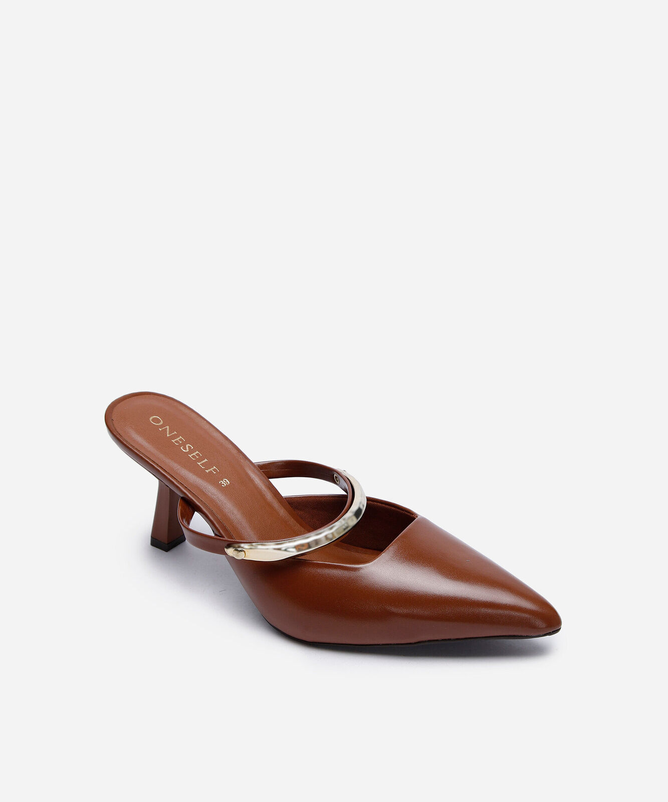 scarpin mule feminino bico fino salto fino marrom