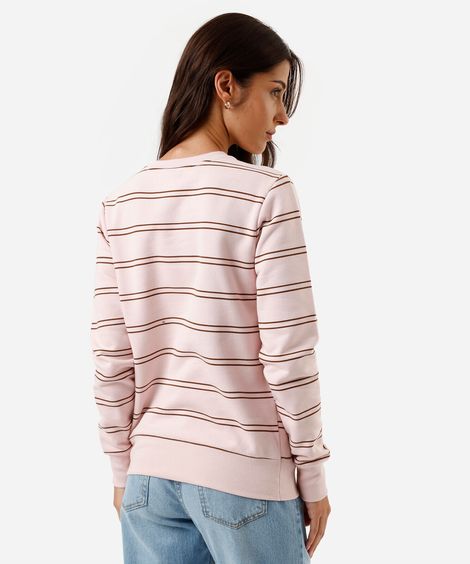 blusão feminino de moletom hello kitty listrado rosa