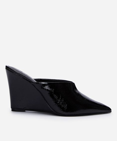 scarpin mule salto anabela preto