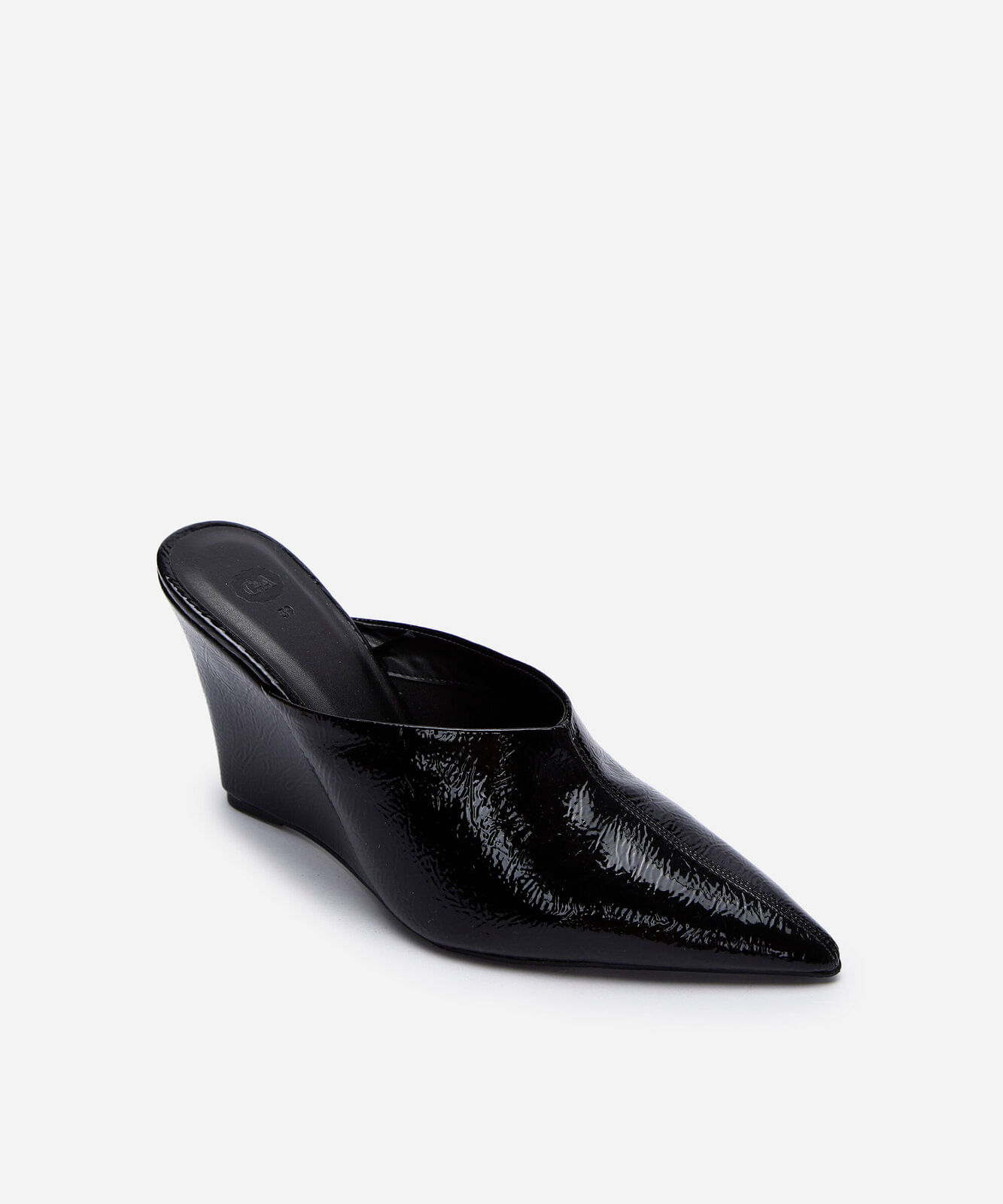 scarpin mule salto anabela preto